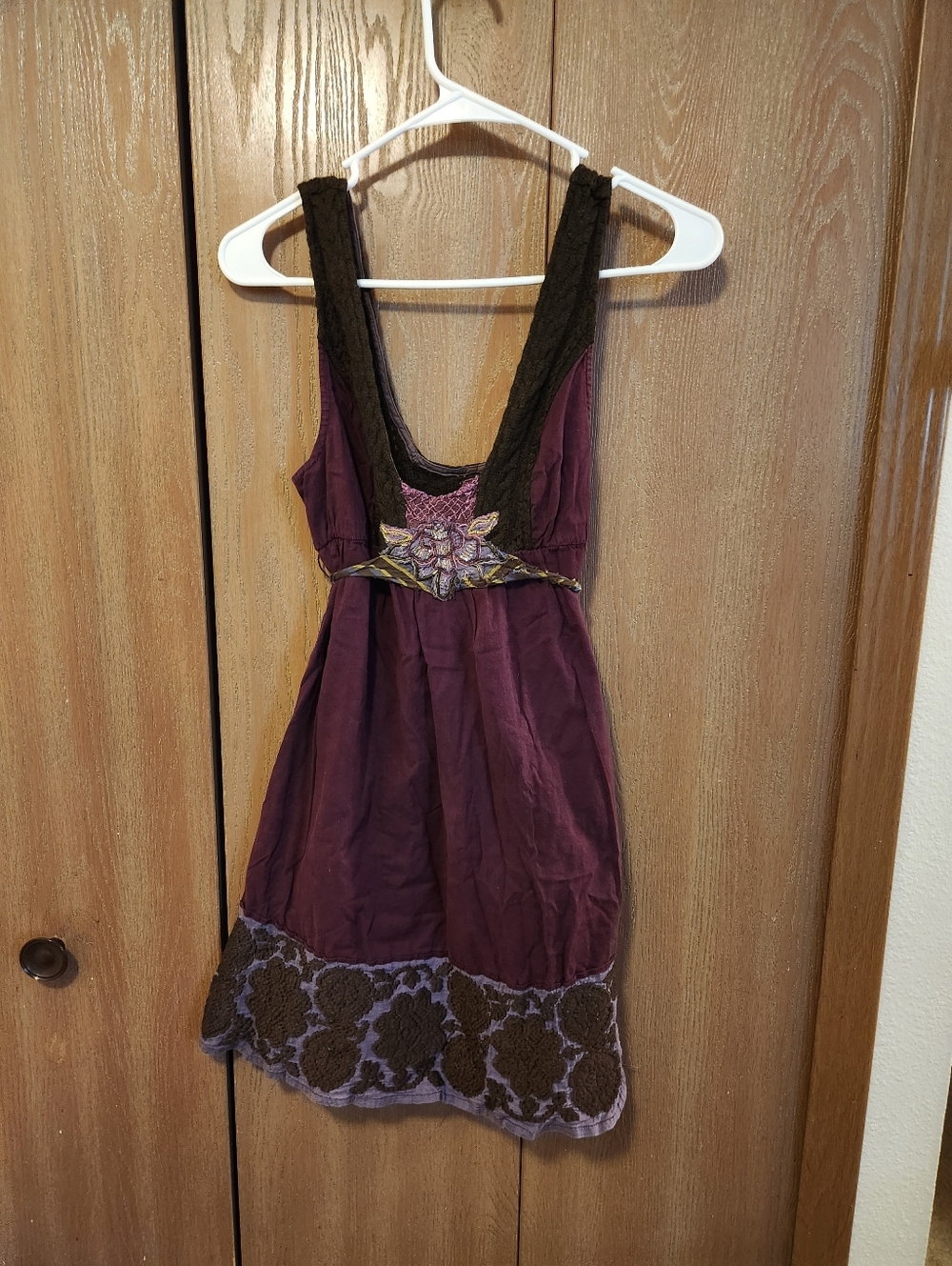 Free People Y2K Babydoll Tunic / Dress Size 6 Embroidered & Beaded Belt (India)